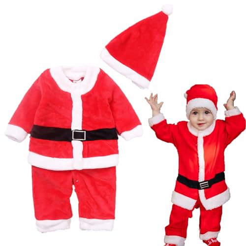 Disfraz Navidad Bebe Papa Noel Bebe Disfraz Papa Noel Bebe Niño Recién Nacido Mono + Gorro Navidad Ropa Navideña Bebe Niñas y Niños Mi primera Navidad