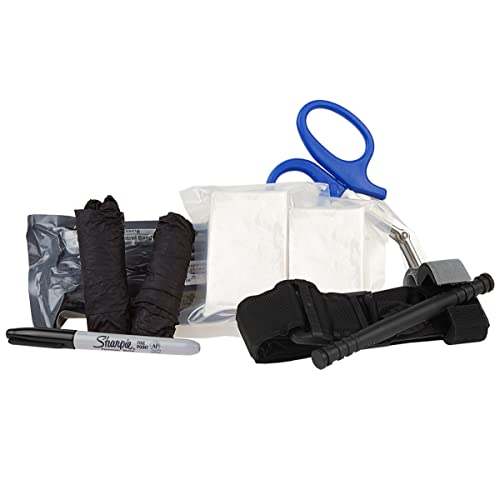 Image of Stop The Bleed Basic Kit with CAT Tourniquet, Vacuum-Packed, Tamper-Proof, Includes Bandages, Gloves, Trauma Shears, and Gauze (SSTBCATBC01-24-KIT)