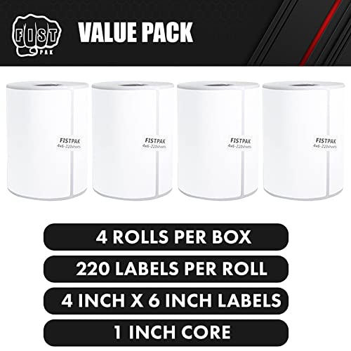 Fistpak (4) Rolls Dymo 4Xl Labels Compatible 1744097 Premium Shipping Labels For Direct Thermal Printers Labels 4X6 Thermal Labels 220 Sheets/Roll Grease Water Scratch Resistant Ultra Durably Sticky #TOP2