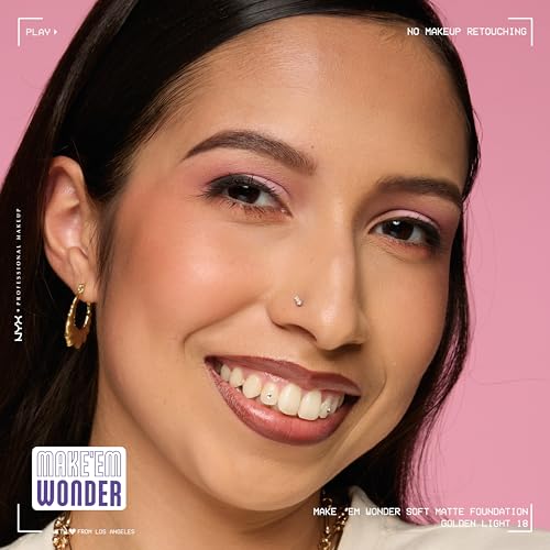 NYX PROFESSIONAL MAKEUP Make 'Em Wonder Liquid Foundation, 24HR Foundation Makeup With A Soft Matte Finish, Buildable Full Coverage - 18 Golden Light - image 7