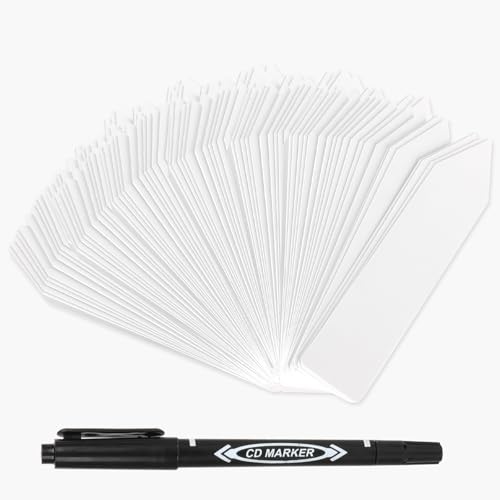 CAKKVDE 200Pcs 10x2cm White Plastic Plant Labels for Outdoor Plants