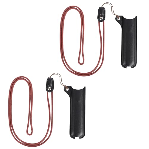 Linkidea 2 Pack Vegan Leather E-Cigarette Protective Lanyard Case, Anti-Lost Vape Pen Holder, Compatible with Vuse Alto, J-U-UL, R-E-LX, MO-TI, YO-OZ Devices (Black)