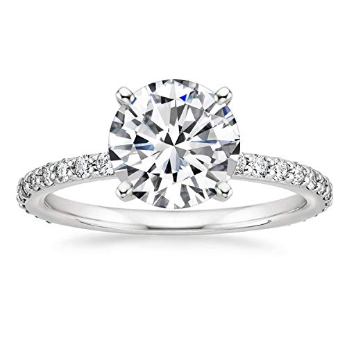 EAMTI 925 Sterling Silver 2 Carat Round Solitaire Cubic Zirconia Engagement Ring Halo Promise Ring Size 3.5