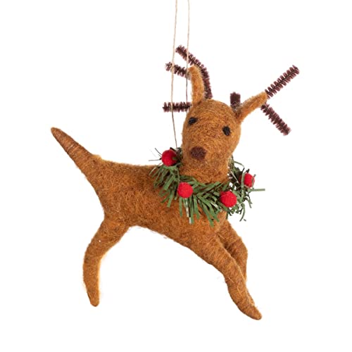Image of Sass & Belle Reindeer with Wreath Felt Decoration