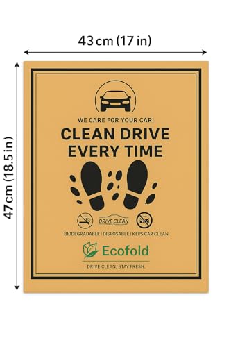 Image of Ecofold Disposable & Eco-Friendly Car Floor Paper Mat | Universal Car Floor Mat for All Cars, Trucks & SUV | Pack of 50 Pieces | 43 x 47 cm | Golden Brown