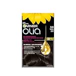 Garnier Olia Permanent Hair Dye For Women, Ammonia Free Color, Grey Coverage, Long Lasting Shine with 60% Oils, Vegan, Cruelty Free, 3.0 Darkest Brown, 1 Application