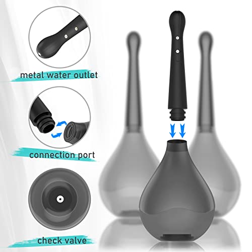 Aultept Anal Douche Enema Bulb,Anti Back-Flow Enema Kit Douche For Women & Men,Anal Vaginal Douche With 5 Shower Holes,Superior Silicone Materials（8.5Oz,Black） #TOP4