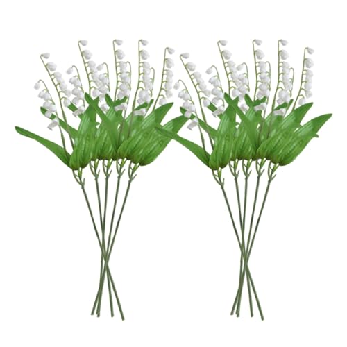 Flores artificiales de lirio del valle, flores artificiales realistas para decoración del hogar | Flores de seda duraderas para ramos, arreglos de boda y centros de mesa, decoraciones elegantes para