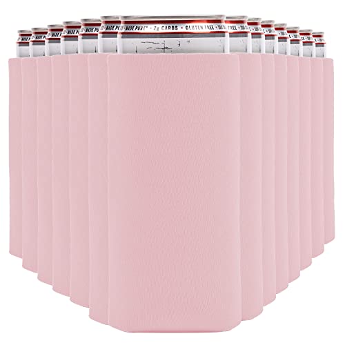 Image of Slim Can Cooler Sleeves (30-Pack) Soft Insulated Slim Can Koolie for White Claw Seltzer & Slim Beer - HTV Blanks for Vinyl Projects - Skinny Can Koolies Bulk - Tall Can Coolies for Slim Cans (Blush)