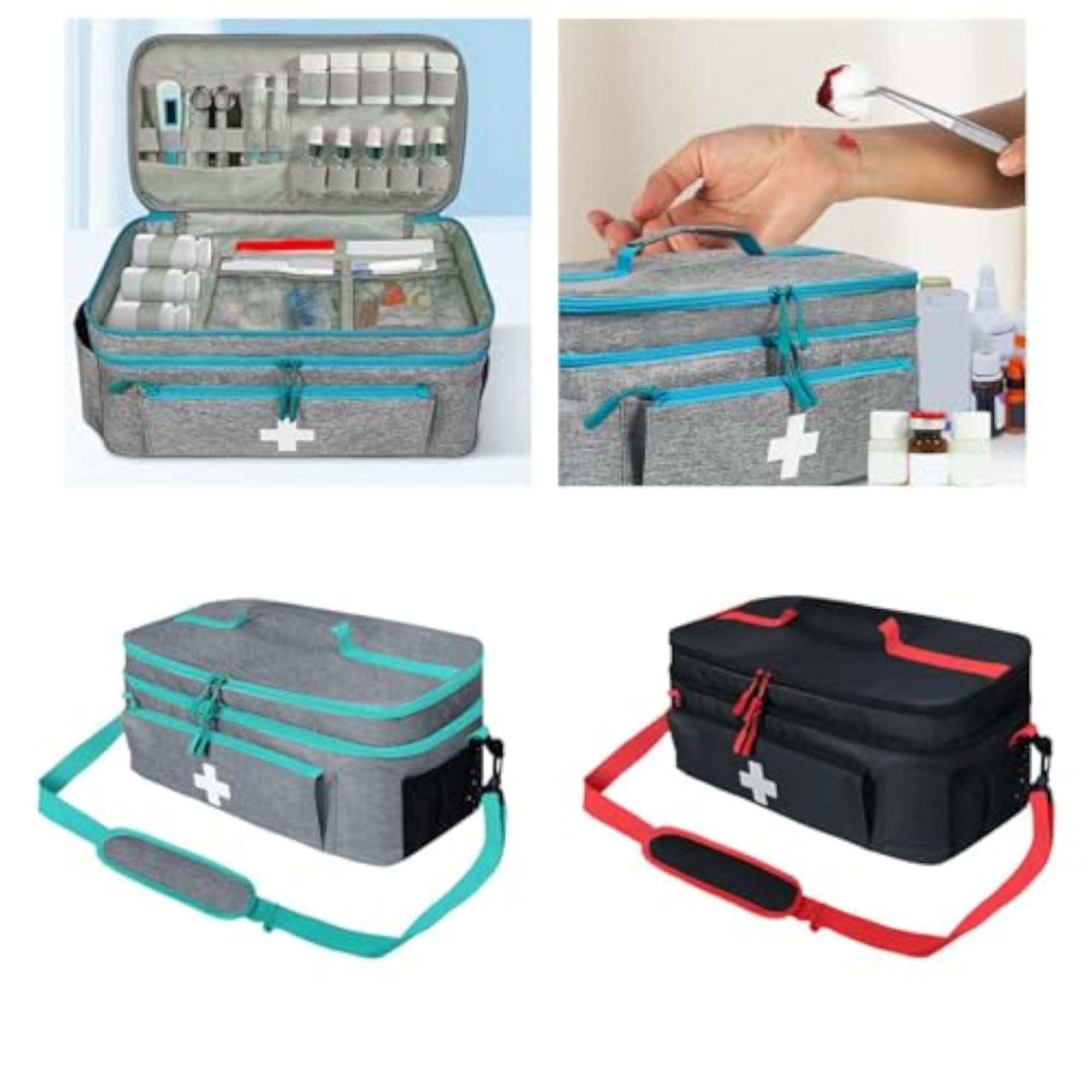 Double Layer First Aid Bag for Medication Organizer