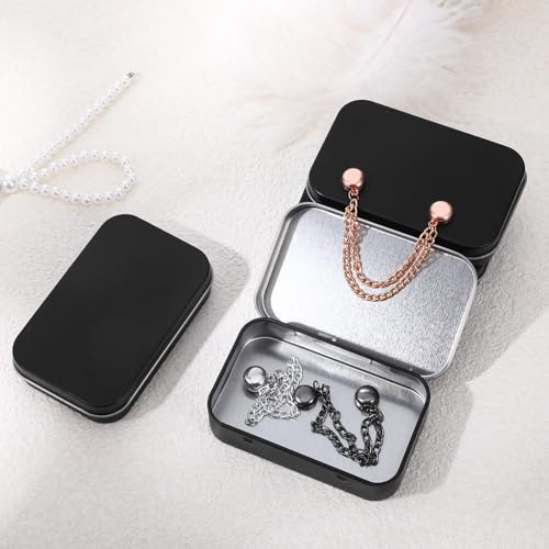 8 Schwarz Kleine Metalldose Klein Blechdosen mit Deckel Blechdosen Metall Boxen Tragbare Minibox Aufbewahrungsbox für Zuhause Sügigkeiten und Diy Gebrauch Zuhause Organizer (9.6*6*2cm)