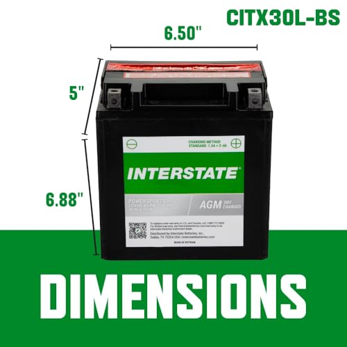 Image of Interstate Batteries YIX30L-BS Powersports Battery 12V 30Ah 400CCA AGM