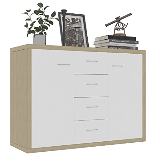 Natulvd Kitchen Storage Cabinet With 4 Drawers And 2 Doors, Floor Sideboard And Buffet Server Cabinet, Buffet Table For Living Room, Dining Room, Entryway - Multicolour #TOP3