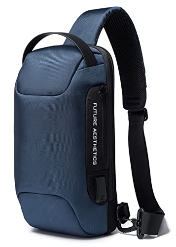 iubest Men's Sling Bag Shoulder Bag Crossbody Shoulder Casual Daypack Rucksack Backpack, Blue-22085, One Size, With Anti-theft Lock