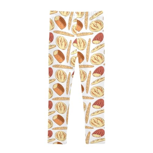 Bread Baguette and Loaf Girls Leggings,Workout Leggings for Girls Toddler Athletic Leggings Size for 3-10T2