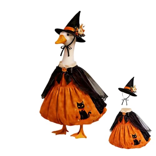Mtsebmves Pumpkin Wizard Porch Goose Outfit Witch Geese Costume 23-Inch Porch Goose Dress for Yard Lawn Outdoor Garden Patio (Multicolor M)