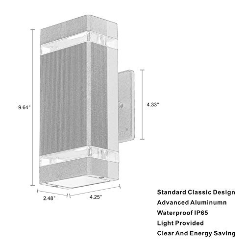 LMP 4 Pack LED Square Up and Down Lights Outdoor Wall Light，Body in Aluminum Waterproof Outdoor Wall Lamps，3000k 5W with Certificate ETL by LMP - Image 6