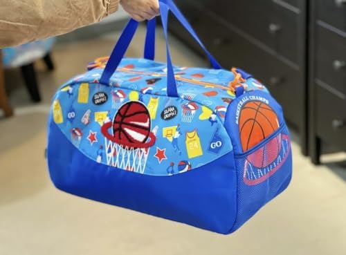 Image of 3D Design Duffle Bag for Kids & Adult| Large Compartment Foldable Luggage with Shoulder Strap | Lightweight Travel & Short Trips Storage Organizer for Women (Basketball)