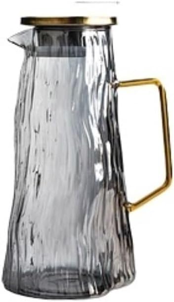 Tea Set Heat Resisttant Glass Water Pitcher with Handle Cold Hot Kettle Large-capacity Iced Tea Pot Fridge Juice Bottle 1500ml Teapot Set(Gris)