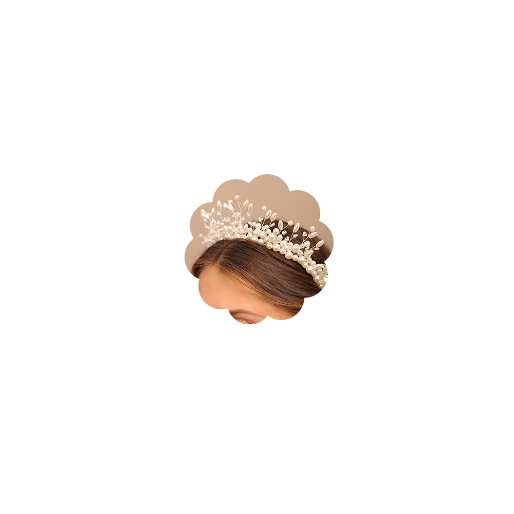 YERTTER Vintage Wedding Pearl Beads Crystal Tiara Hair Crown  display picture 1