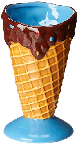 Kovot Ceramic Dessert & Ice Cream Cone Set - Includes 4 Ceramic Cones And 4 Metal Spoons #TOP1