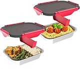 Faitron Inner Dish Set of 2, leak-proof stainless steel bowls with divider (925 ml), transport lid, temperature-stable up to 200 °C, suitable for HeatsBox Style and Style+, WFH10, Stainless Steel Look