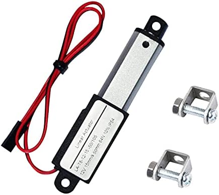 Electric Micro Linear Actuator 12V - 2" Stroke, 64N/14.4lb, Speed 0.6inch/s Mini Waterproof Motion Actuator Small 12 V DC, w/Mounting Brackets, for Fan Blades, Cabinets, Window Opener, Robotics, Table