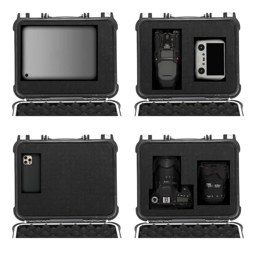 Image of Mayouko 13.4 inch Waterproof Plastic Toolbox with Foam Insert, 13.4 inch x 11.6 inch x 6 inch, IP67 Lockable Storage Box, Customizable Foam, Shockproof Hard Case Weatherproof Container, Protective Hard Camera Case