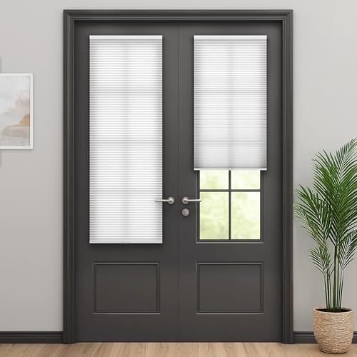 LazBlinds Cordless Cellular Shades for French Doors, No Drill French Door Blinds for Privacy, Light Filtering Honeycomb Shades for Front Door Patio Sliding Glass Door, 1 Pack, 30