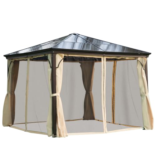 Outsunny 10x10 Hardtop Gazebo with Netting