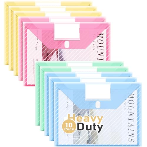 WORPSON (���[�v�\��) 10�p�b�N �v���X�`�b�N���� �t�@�C���t�H���_�[ ��v�ȏ��ރt�H���_�[ ���^�[��A4�T�C�Y�p �N���A�h�L�������g�z���_�[ ���x���|�P�b�g�t�� �w�Z ���� �d�� �I�t�B�X �I�[�K�i�C�U�[ (10)