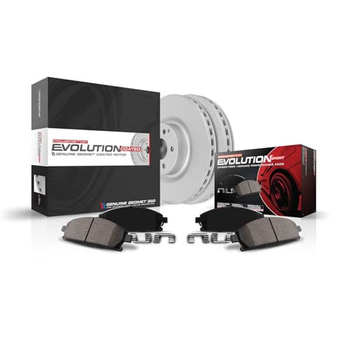 Image of PowerStop Evolution Rear Brake Kit for Jaguar S-Type 2003-05 |Vanden Plas 2004 |XJ8 2004 - Fully Coated Disc Rotors with Carbon-Fiber Ceramic Brake Pads Upgrade, CPK3141-23