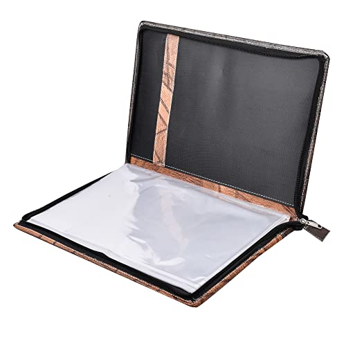 Secretden Faux Leather File Folders For Certificates, Business Presentation Folder Portfolio, Document Artwork Organizer Padfolio With 20 Clear Sleeves Size: B4 Color: Gray Brown #TOP5