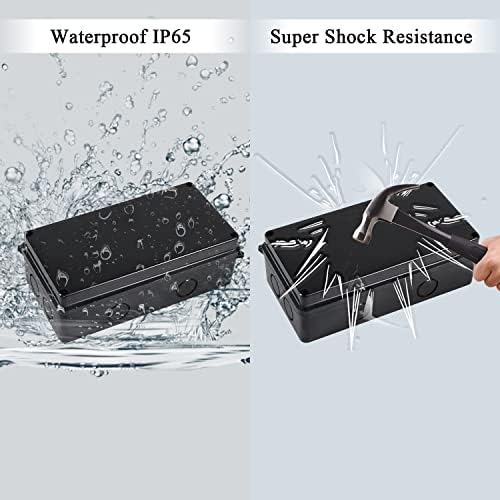 IP65 Waterproof Junction Box Large ABS Electrical Box Outdoor Cable Connector,Black(200x100x70mm)