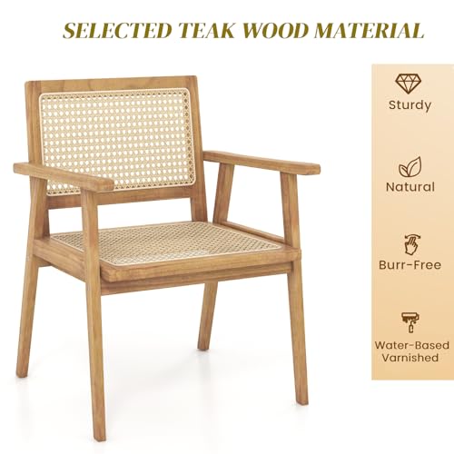 TANGZON 3 Piece Bistro Set, Teak Wood Folding Table and 2 Rattan Chairs Set with Backrests & Armrests, Outdoor Patio Garden Furniture Set for Backyard Balcony Poolside (1 Chair) 6 TANGZON 3 Piece Bistro Set, Teak Wood Folding Table and 2 Rattan Chairs Set with Backrests & Armrests, Outdoor Patio Garden Furniture Set for Backyard Balcony Poolside (1 Chair) - Image 6