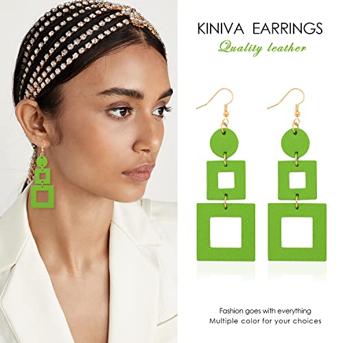 Kiniva Leather Earrings Dangle For Women, Lightweight Dangle Earrings Drop For Teen Girls, Gifts For Women (38 Geen) #TOP1
