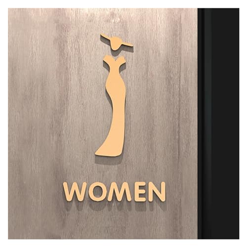 QWWQYDY Segnali per Toilette Targa for WC Color Oro Nero, Etichetta Adesiva 3D for Porta della Stanza da Bagno, Cartello for WC, Decorazione for la casa, Arte, Hotel(21,18x11cm)