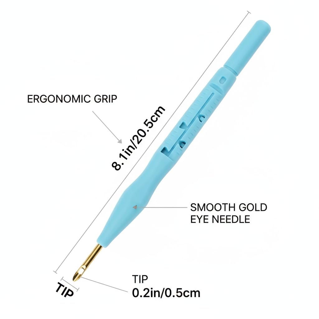 Gemsy Punch Needle Multi-Setting Embroidery Pen Set, DIY Craft Tool with Threader, Beginner-Friendly Sewing Kit, Multicolor 2