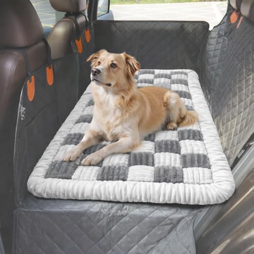 Tranquitas Dog Bed for Car Back Seat Backseat Dog Bed Fit for Backseat Extenders Nonslip Soft Durable for Car Travel and Road Trip (White 24.5 x 51)