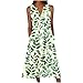 Summer Dresses for Women Beach Long Sundress Button V Neck Casual Swing Tank Dress Flowy Boho Dress with Pockets, A06-Multicolor 3X-Large