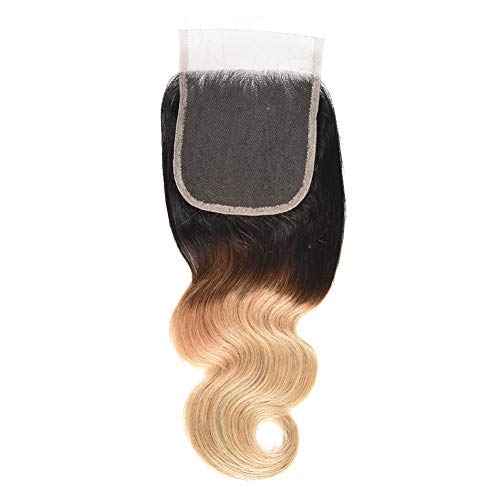 Ombre Bundles Brazilian Body Wave 2 Tone Human Hair Weave Ombre Blonde Hair 4x4 Lace Closure Brazilian Virgin Hair Body Weft Human Hair Closure 10"closure