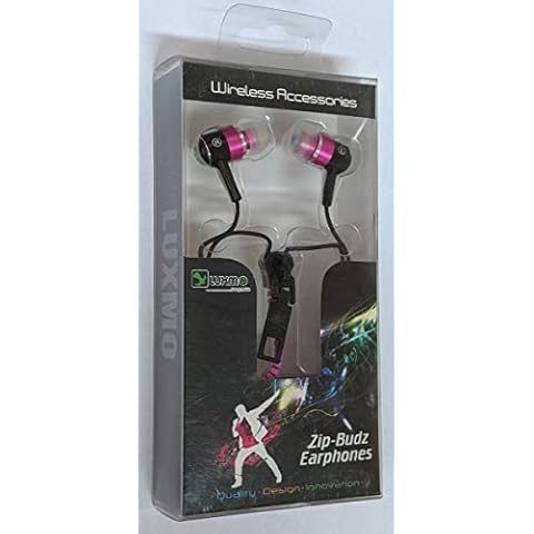 PINK BLACK LUXMO ZIP-BUDZ 3.5mm STEREO EARBUDS HEADPHONES ZIPPER FOR iPHONE iPOD Cover