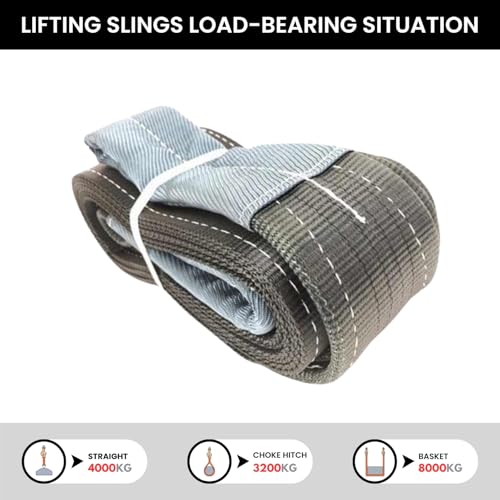 Image of Heavy Duty Polyester Sling Belt (Pack of 2) | Reinforced Webbing Belt for Industrial, Construction & Handling Work Grey (4 Ton 4 Mtr)