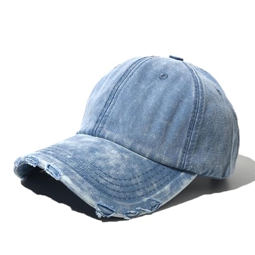 Image of Classic Washed Distressed Vintage Baseball Cap Unconstructed Soft Cotton Denim Dad Hat for Men Women