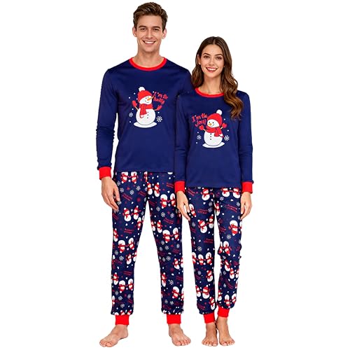 HYCLES Christmas Pajamas for Adults Fun Couple Matching PJs Set Xmas Sleepwear Nightwear for Women Men Santa Claus M