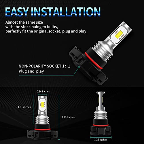 Zebanert 5201 5202 Led Fog Light Bulb, Ps19W/12085 Drl Fog Lamp 3000Lm Extremely Bright, Ip68 Waterproof ，Xenon White 6000K (Pack Of 2) #TOP5