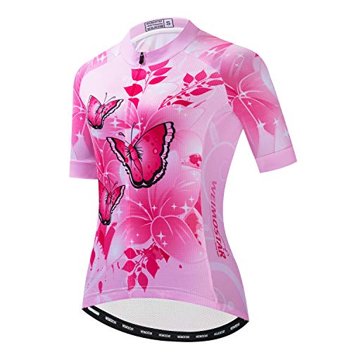 Women Cycling Jersey Top MTB Bicycle Clothing Female Team Cycle Wear Bike Pink M