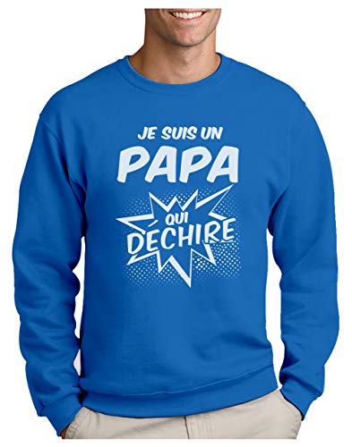 Green Turtle T-Shirts Papa Qui Dechire Super Cadeau pour Papa Sweatshirt Homme Large Bleu