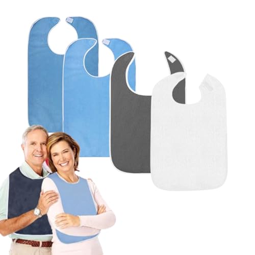 Lot de 4 bavoirs pour adultes lavables 75x45 cm - Grand format protecteur