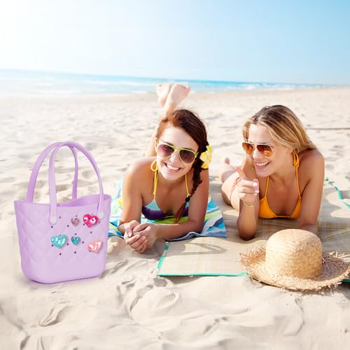 Small Rubber Tote Bag with 5 Charms Cute Beach Tote Small Rubber Bags for Women2